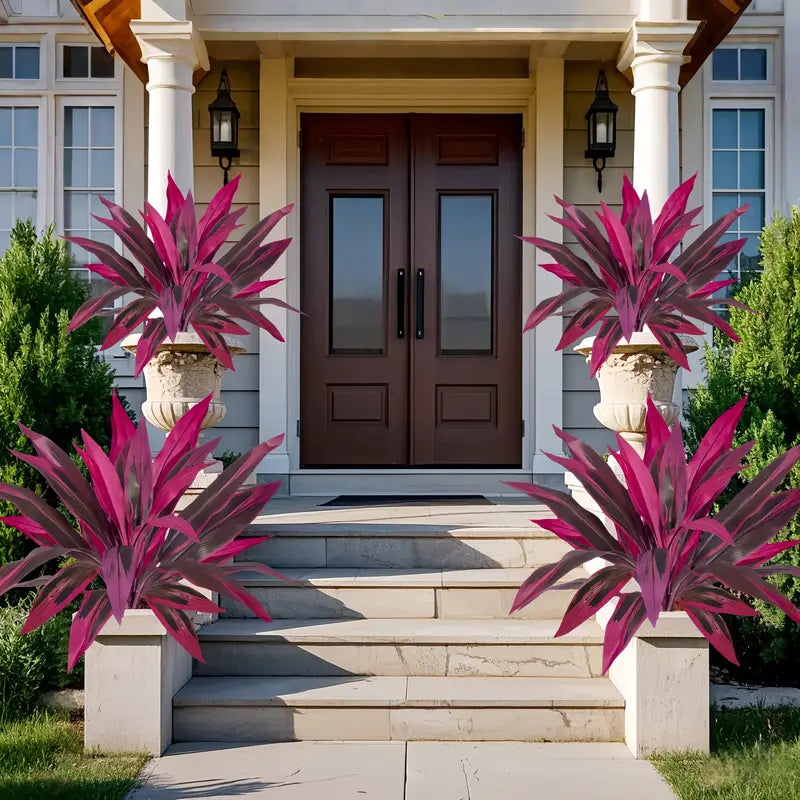 Lot de 2 Fougères Artificielles Violettes Boston & Feuilles de Monstera