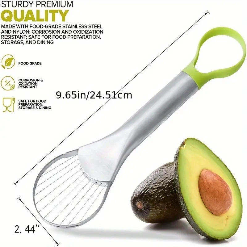 Trancheur & Coupe-Avocat 3-en-1 en Acier Inoxydable
