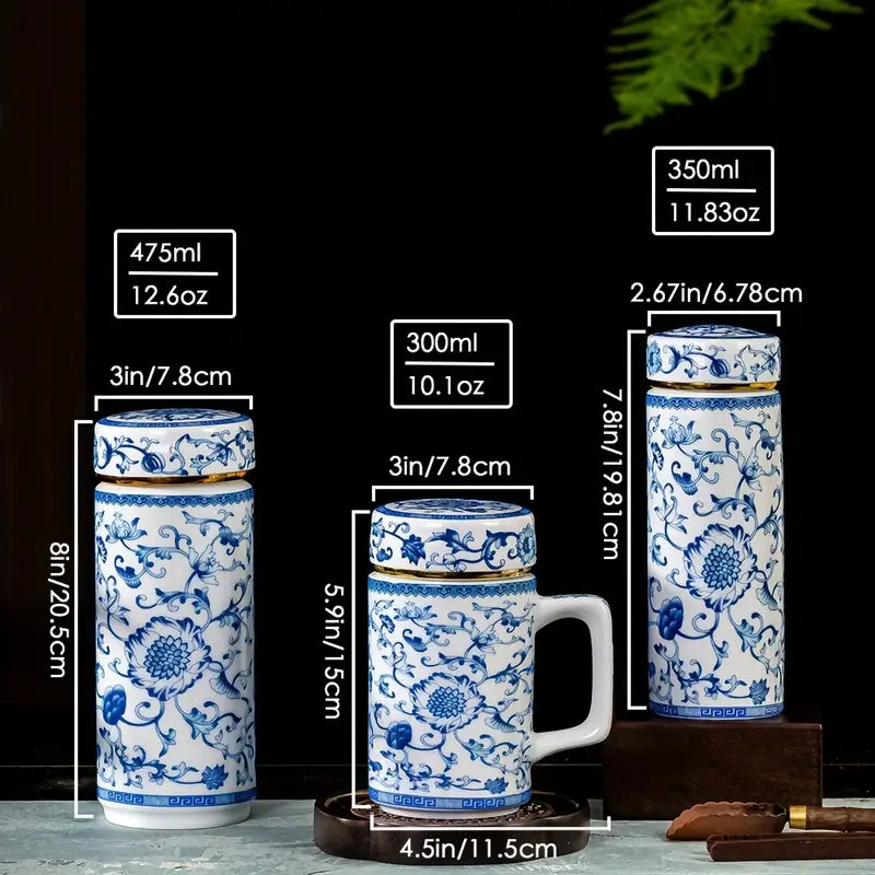 Mug de Voyage Isolé en Céramique Émaillée – Floral & Élégant