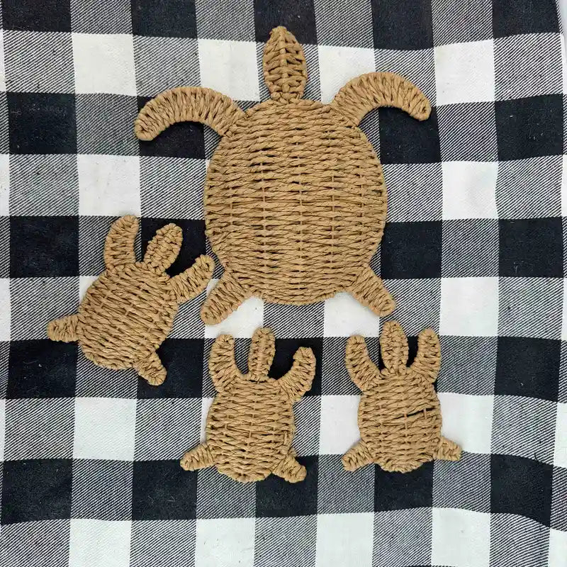 Sculpture Murale Tortue Tressée à la Main – Déco Nautique en Rotin Papier