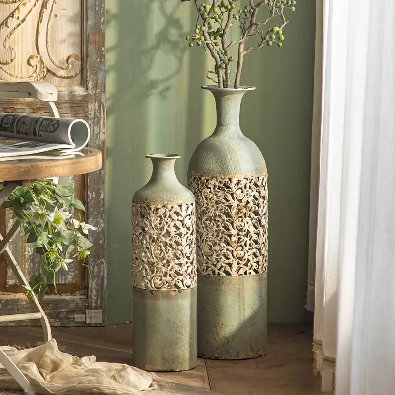 Vase Cylindrique en Fonte – Décoration de Sol à Plafond pour Salon ou Balcon