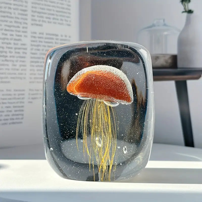 Pèse-Papier Méduse en Verre Soufflé à la Main – Sculpture Nautique Artisanale