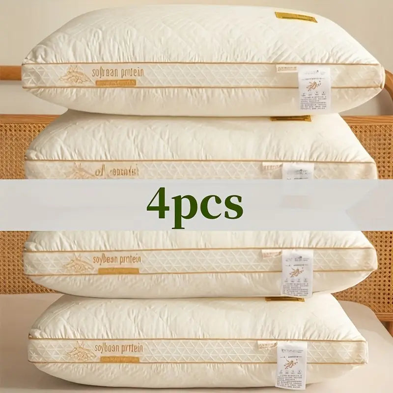 Lot de 2/4 Oreillers 3D en Fibre de Soja – Respirants, Hypoallergéniques et Ultra-Confortables