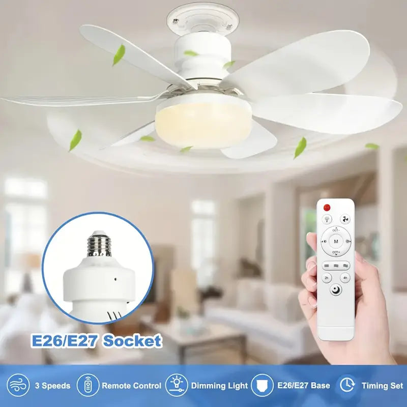 Ventilateur de Plafond Intelligent avec Télécommande & Lumière LED