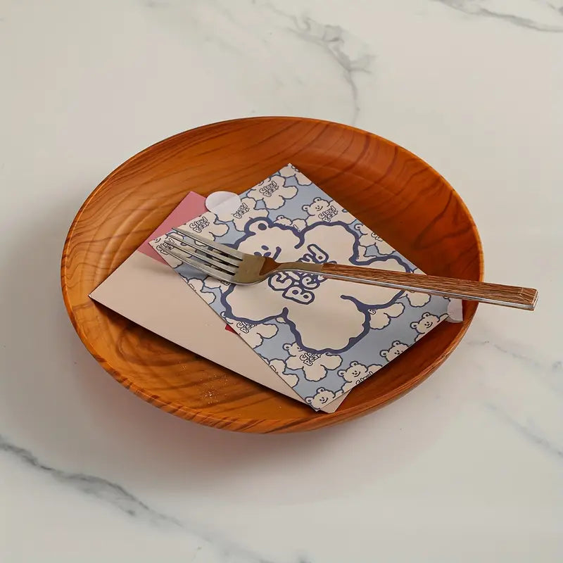 Assiettes Épaissies Couleur Bois – Élégance Naturelle