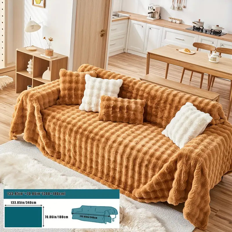 Faux Fur Sofa Cover - Soft and Non-Slip Protection