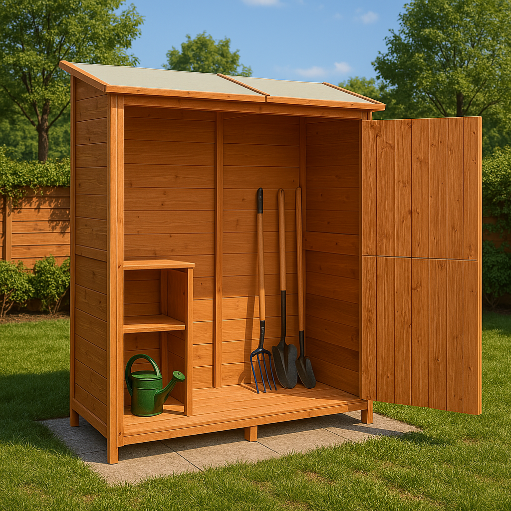 Abri à Outils de Jardin en Bois de Sapin Massif - 136x75x160 cm