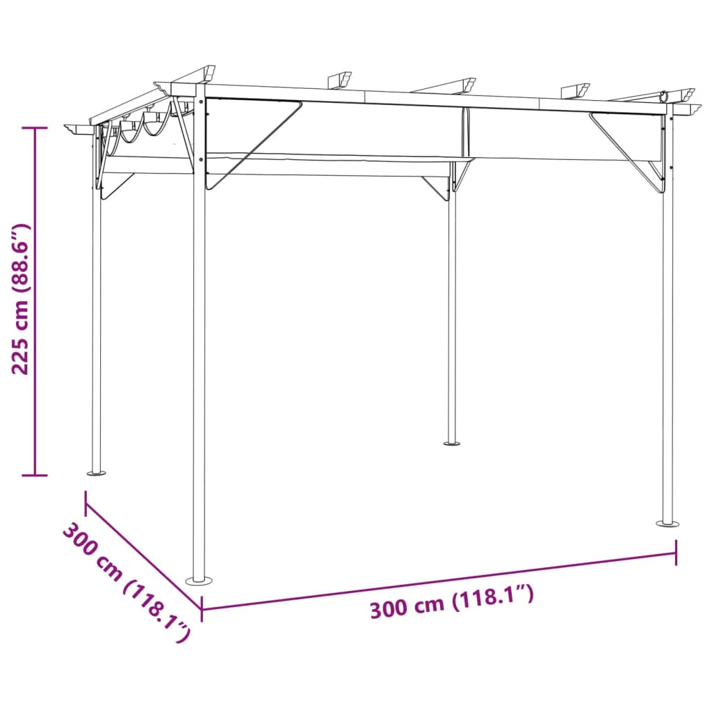 Pergola Élégance Taupe 3x3 m – Toit Rétractable Acier Premium