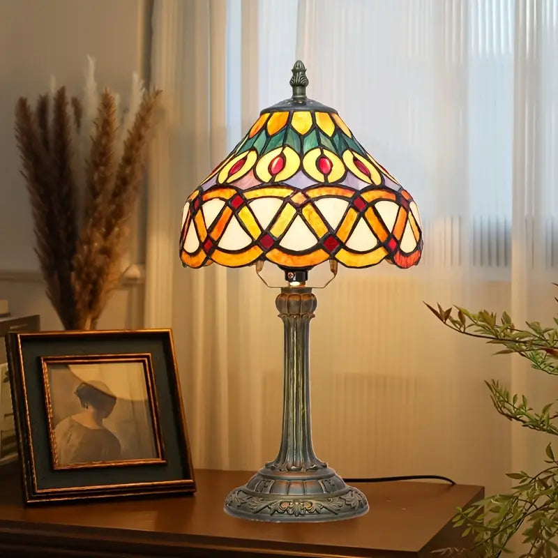 Lampe de Table en Verre Coloré – Style Baroque Art Déco