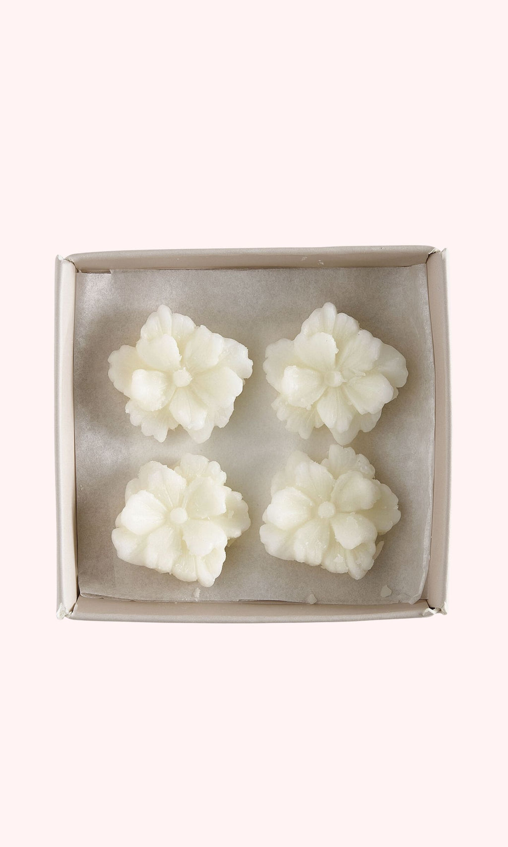 Schachtel mit 4 duftenden Blumen-Wachsschmelzdekoren – Teeblume von Mathilde M. – ein floraler Zauber für Ihr Zuhause