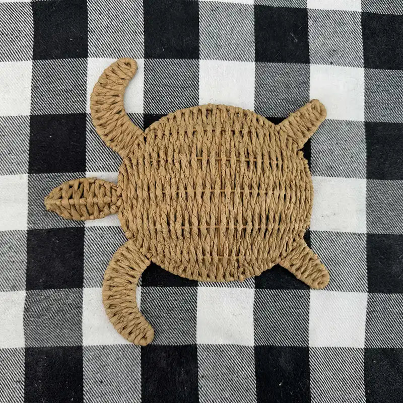 Sculpture Murale Tortue Tressée à la Main – Déco Nautique en Rotin Papier
