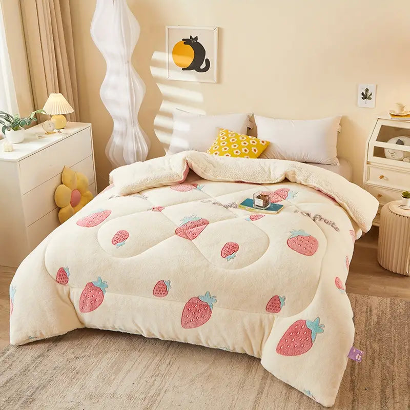 Couette en Polaire Imprimée de Fleurs – Douce et Confortable – Literie Toutes Saisons