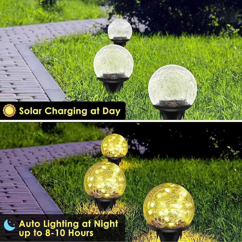 Lumières Solaires LED d’Extérieur avec Boule Craquelée