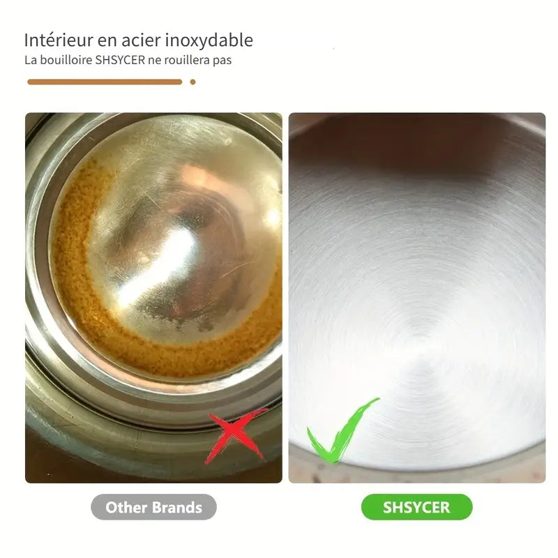 Bouilloire à Thé en Acier Inoxydable – Finition Pierre Naturelle & Poignée Effet Bois