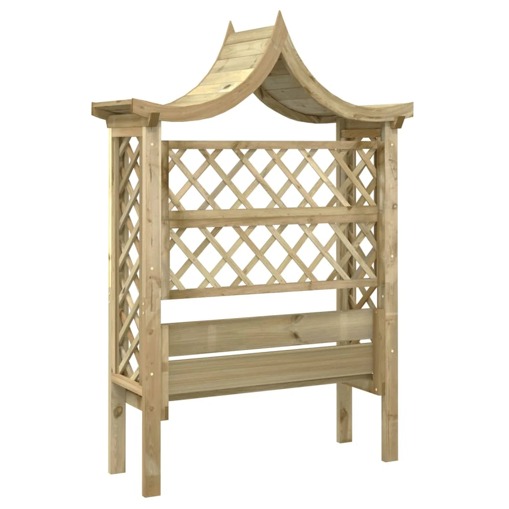 Pergola de Jardin avec Toit et Banc – Bois de Pin Imprégné