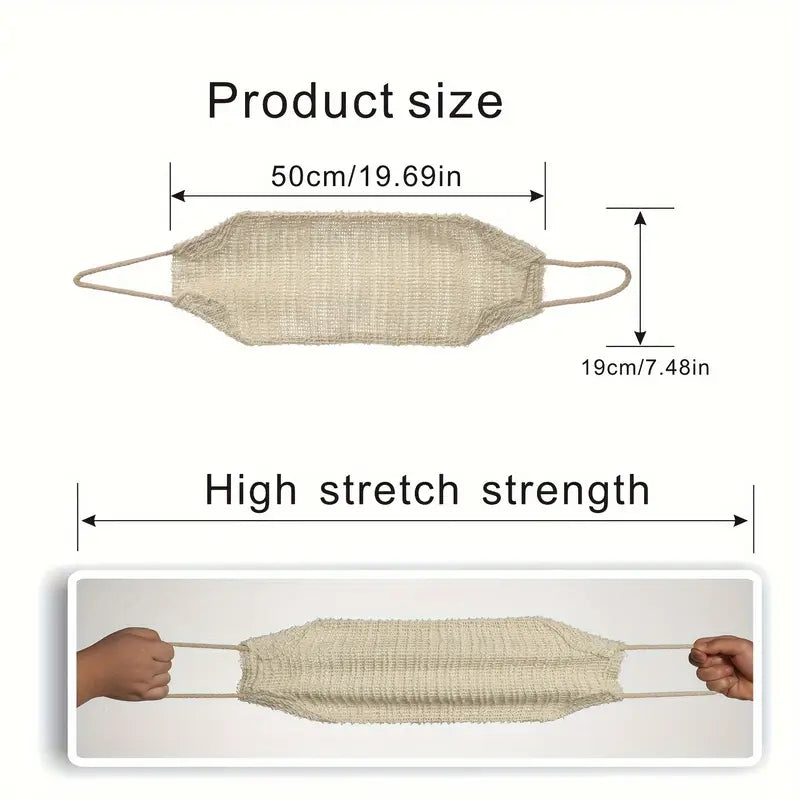 Gommage Exfoliant pour le Dos avec Poignées – Double Face en Ramie Naturelle