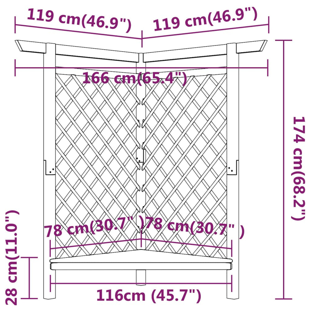 Pergola d’Angle avec Banc Intégré – Invitation au Repos