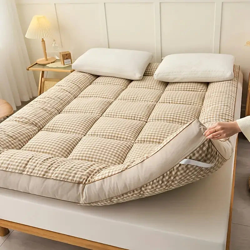 Housse de Matelas Japonaise à Carreaux – Douce, Pliable et Confortable