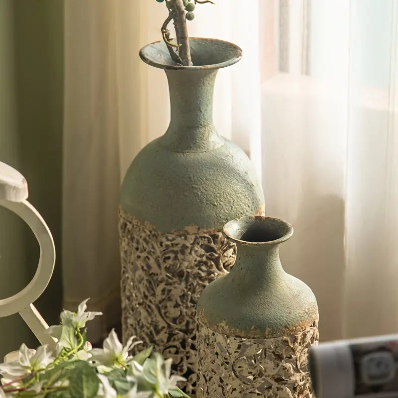 Vase Cylindrique en Fonte – Décoration de Sol à Plafond pour Salon ou Balcon