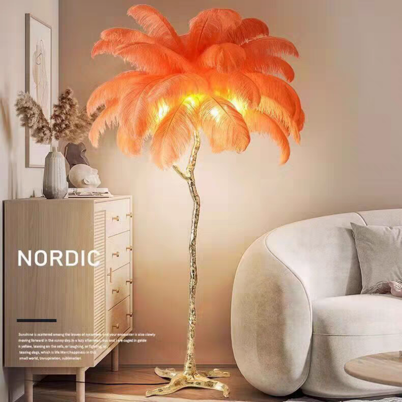 Lampe LED Autoportante en Plumes d’Autruche – L’incarnation du raffinement