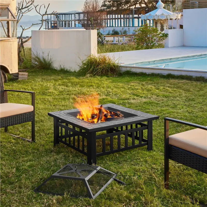 Brasero Carré de Jardin Costoffs – Poêle à Bois Métal Multifonction