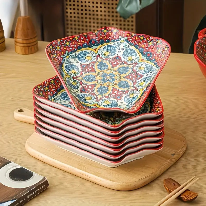 Ensemble de Plateaux et Bols en Céramique Style Bohème