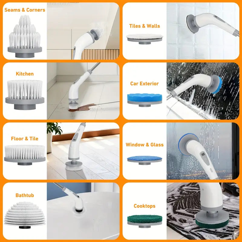 Électrique Spin Scrubber – Brosse de Nettoyage Sans Fil avec Double Vitesse