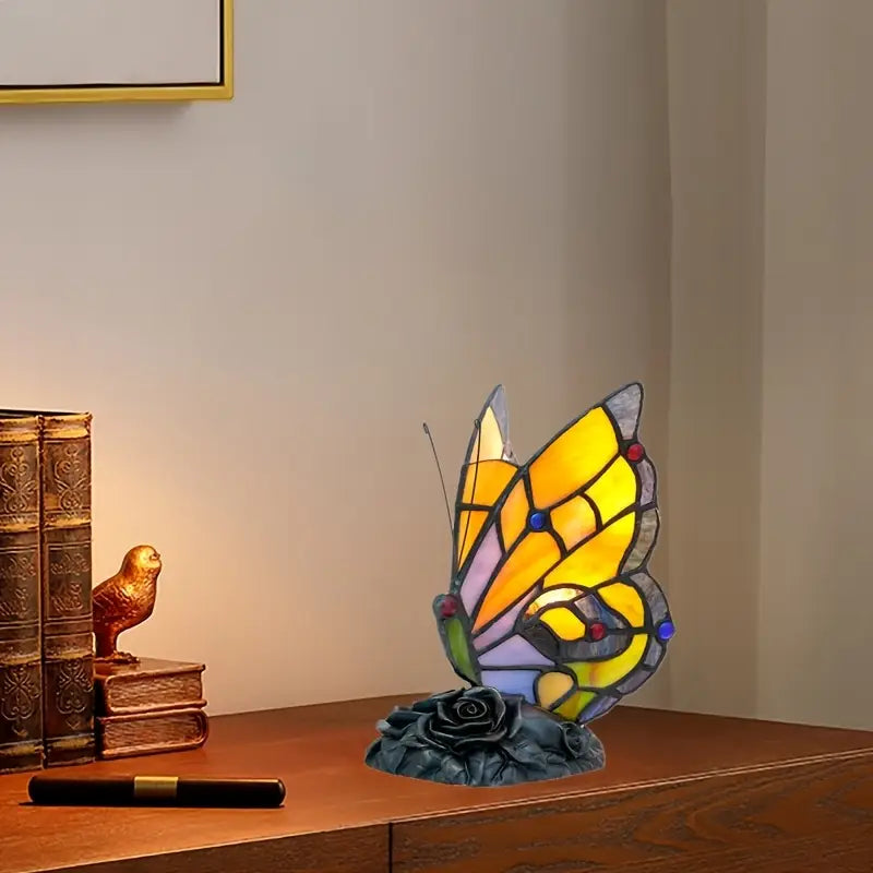 Lampe de Table Papillon en Verre Teinté – Éclat Art Déco
