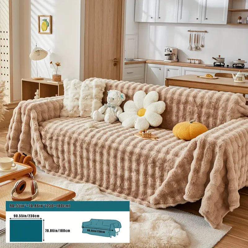 Faux Fur Sofa Cover - Soft and Non-Slip Protection