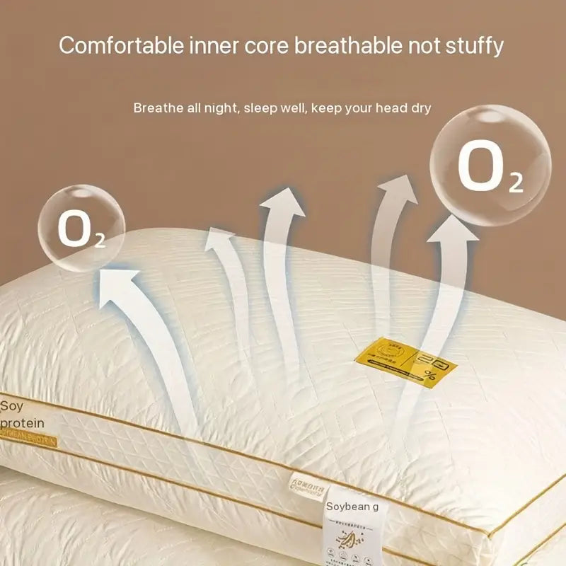 Lot de 2/4 Oreillers 3D en Fibre de Soja – Respirants, Hypoallergéniques et Ultra-Confortables