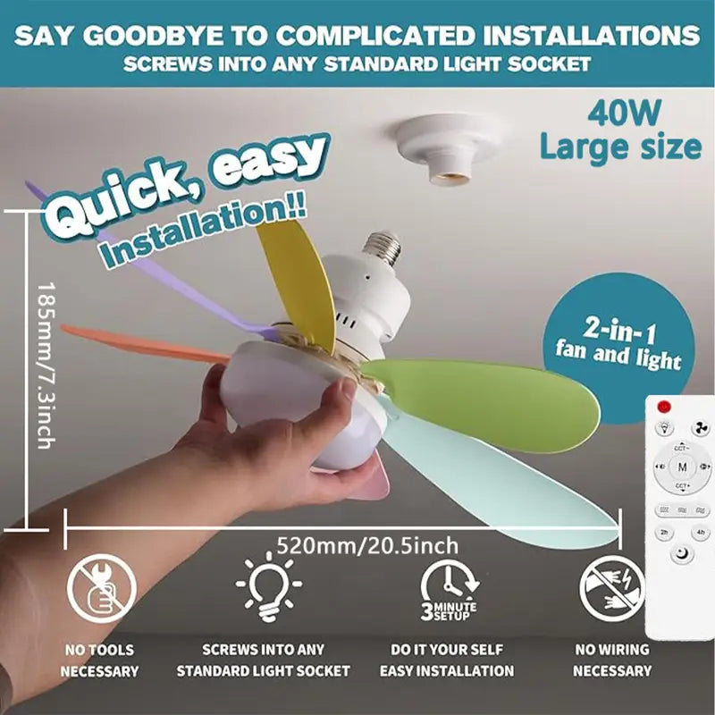 Ventilateur de Plafond Intelligent avec Télécommande & Lumière LED
