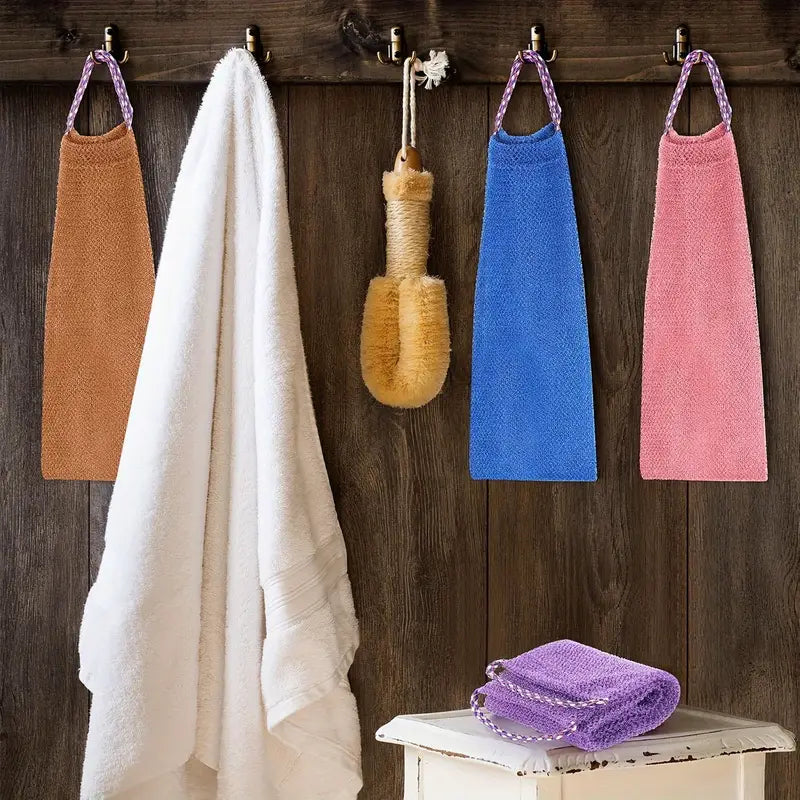 4er-Set afrikanische Peeling-Schwämme – langes Peeling-Netz mit Kordel