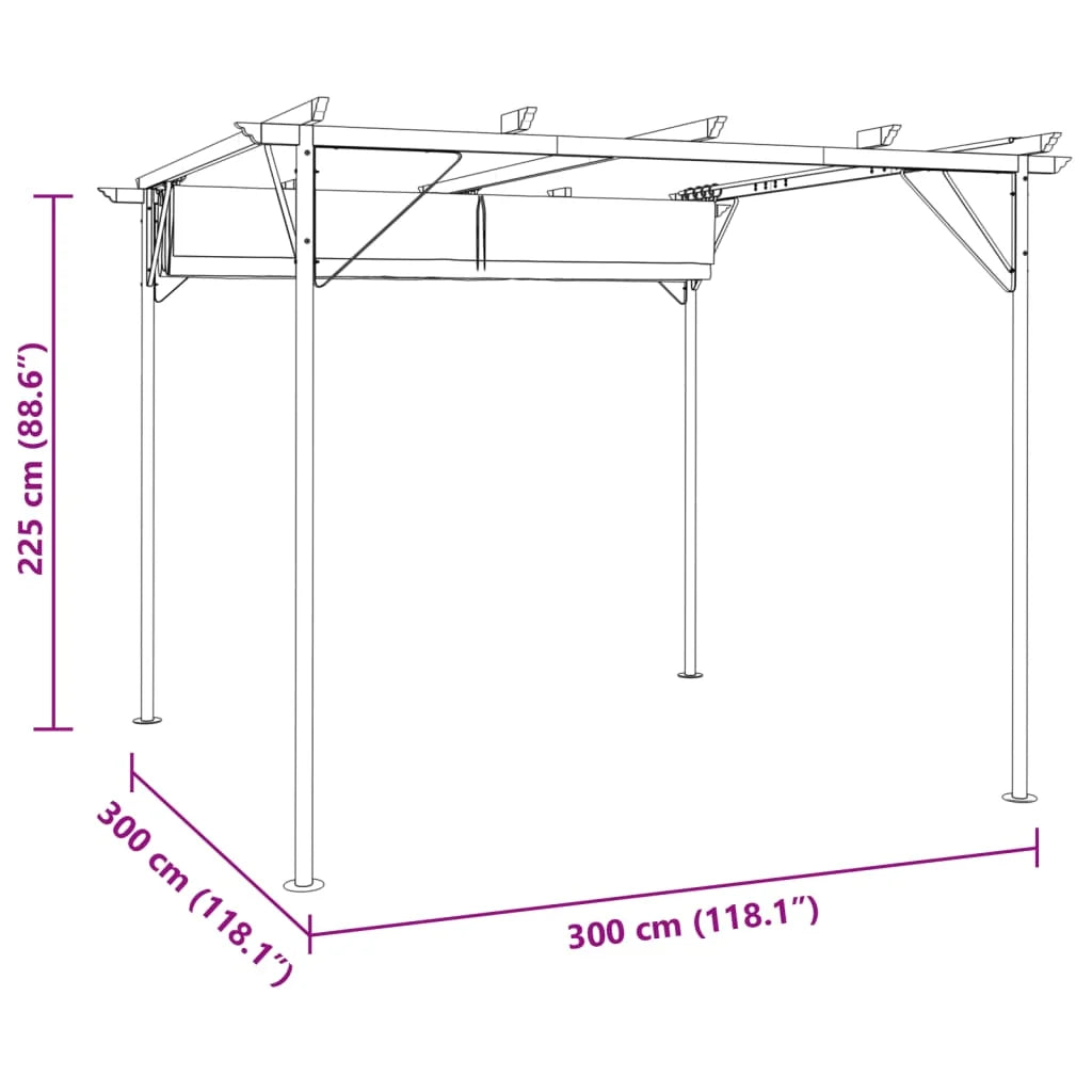 Pergola Élégance Taupe 3x3 m – Toit Rétractable Acier Premium