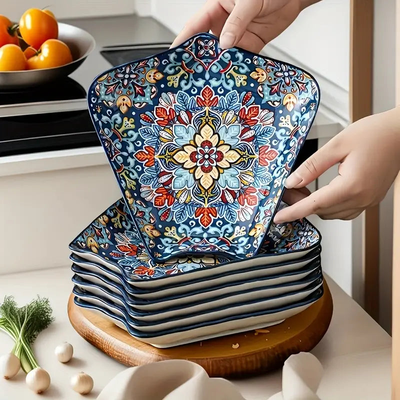 Ensemble de Plateaux et Bols en Céramique Style Bohème