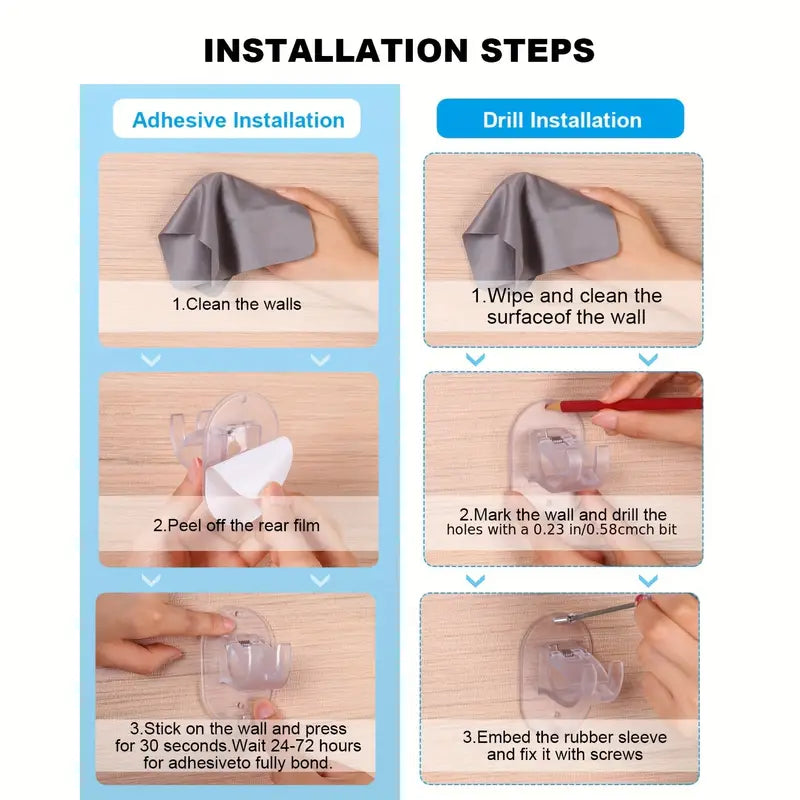 Supports de Tringle de Rideau Sans Perçage – Clips de Montage Auto-Adhésifs