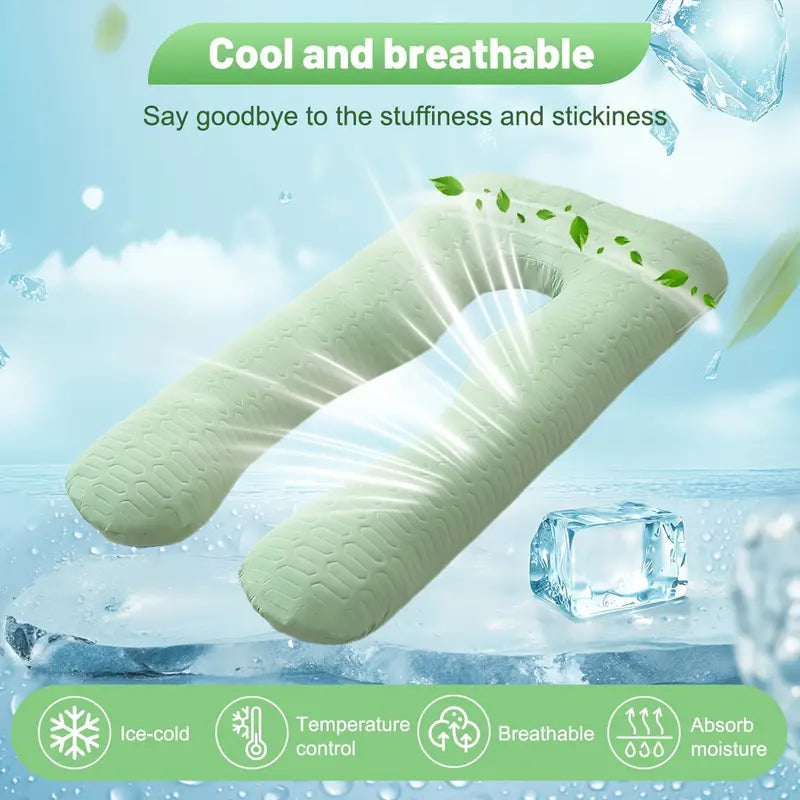Oreiller de Grossesse en Forme U – Confort, Soutien & Fraîcheur Totale