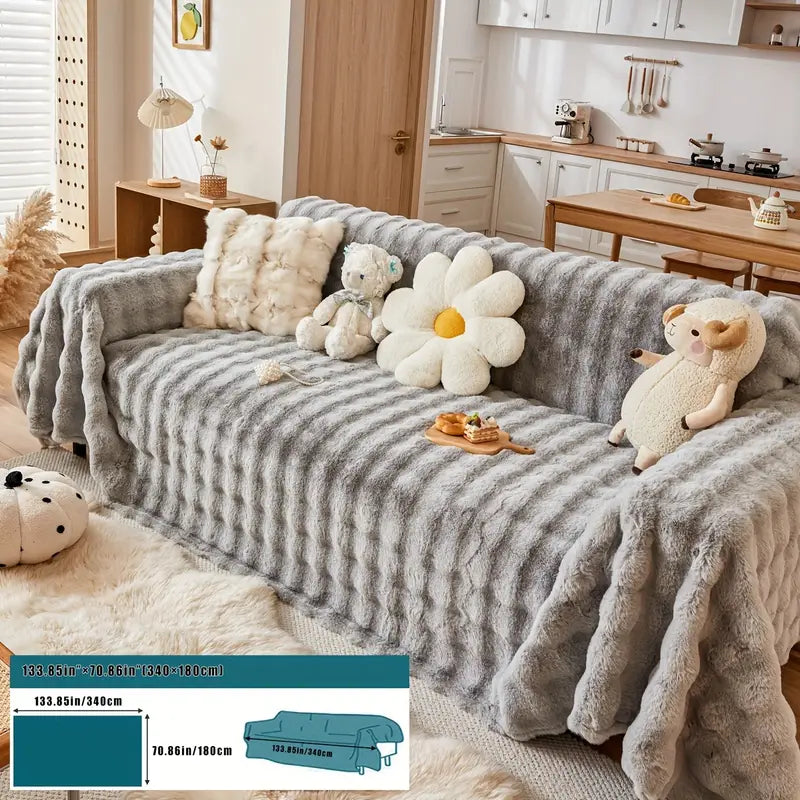 Faux Fur Sofa Cover - Soft and Non-Slip Protection