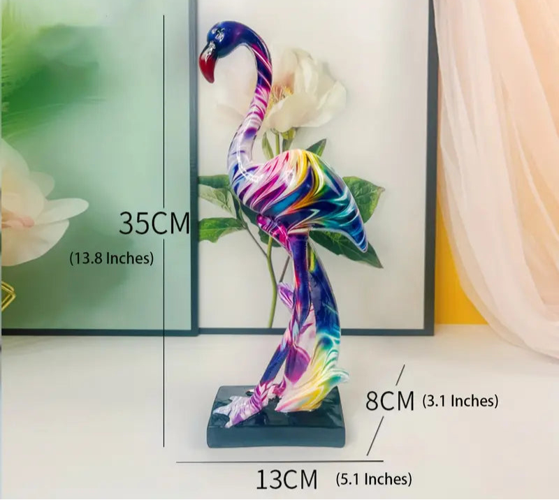 Statue de Flamant Rose Abstrait en Résine