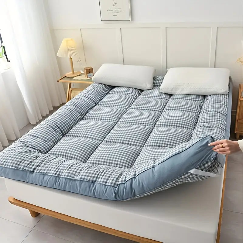 Housse de Matelas Japonaise à Carreaux – Douce, Pliable et Confortable