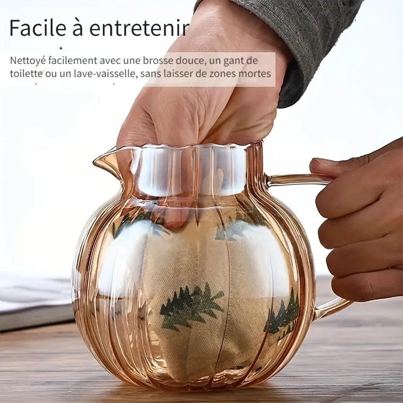 Théière en Verre Élégante avec Couvercle en Acier Inoxydable – Résistante à la Chaleur