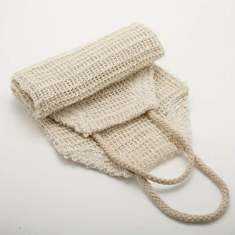 Gommage Exfoliant pour le Dos avec Poignées – Double Face en Ramie Naturelle