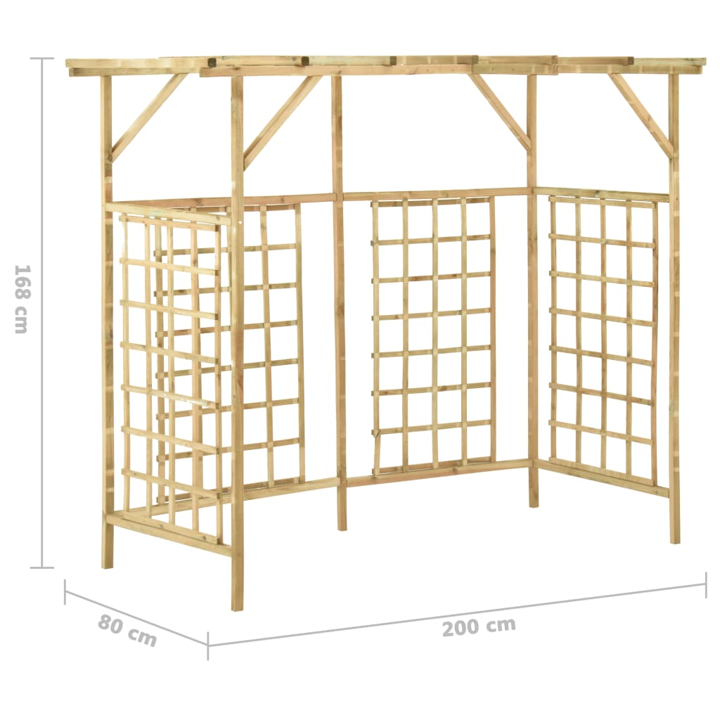 Pergola Cache-Poubelles Triple en Bois de Pin Imprégné
