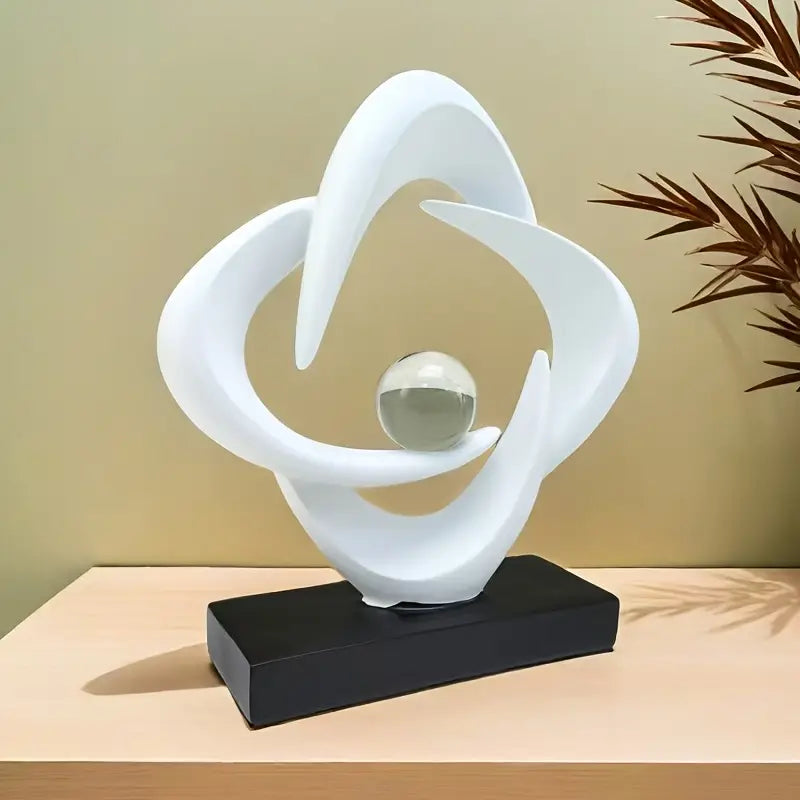 Sculpture Artistique en Résine de Luxe – Finition Bleue et Dorée