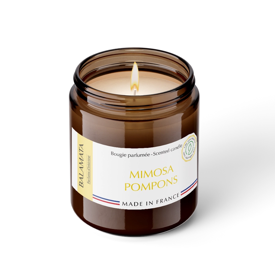 Duftkerze mit Pommadier. 140G – Mimosa-Pompons – Balamata