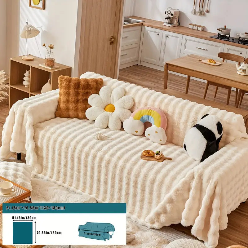 Faux Fur Sofa Cover - Soft and Non-Slip Protection