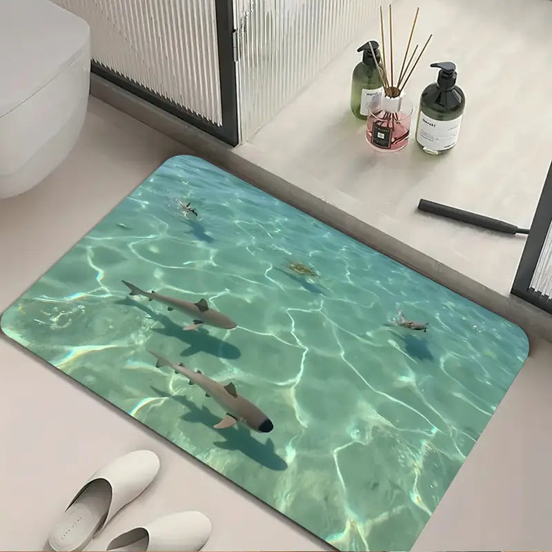 Tapis de Bain Ludique Sharky – Séchage Rapide & Sécurité Optimale