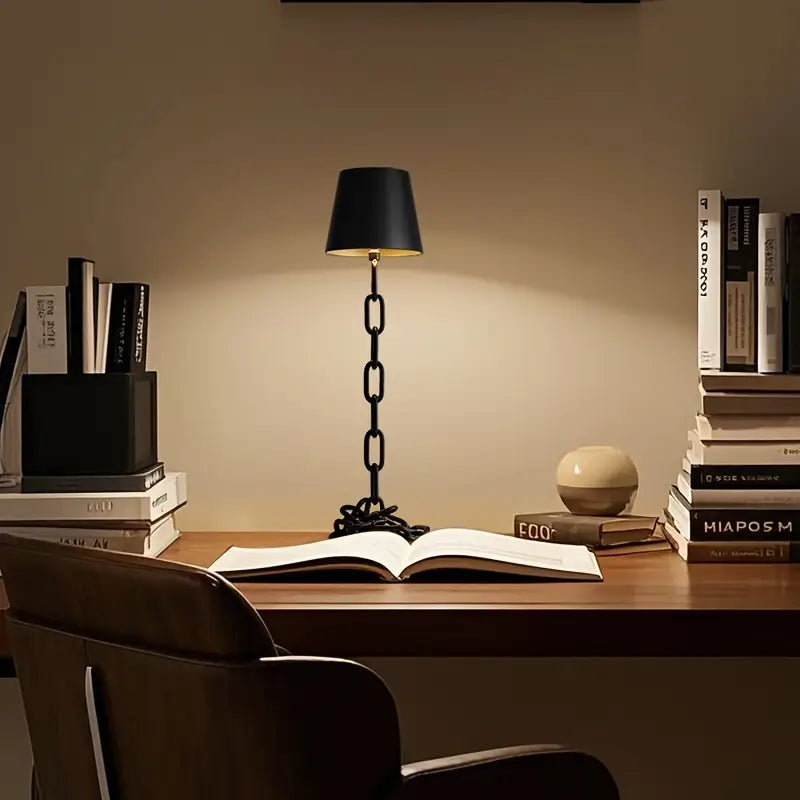 Lampe de Table Industrielle Rétro avec Chaîne – Tactile, Rechargeable USB