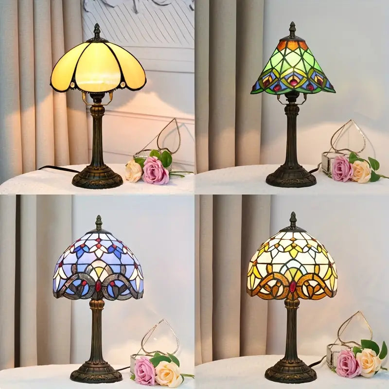 Lampe de Table en Verre Coloré – Style Baroque Art Déco