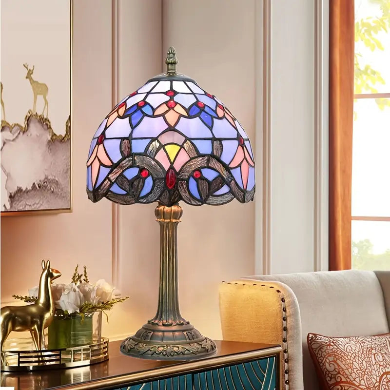 Lampe de Table en Verre Coloré – Style Baroque Art Déco