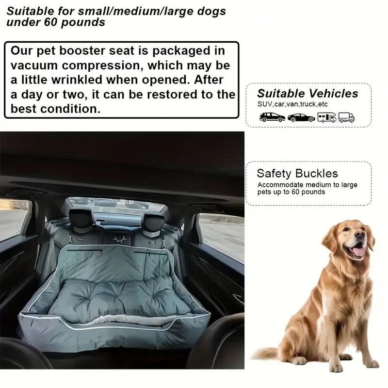 Siège de Voiture pour Chien jusqu’à 45 kg – Grand Modèle Gris